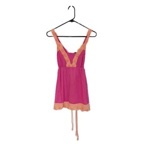 Mix Nouveau New York Babydoll Empire Waist Tank Top With Eyelet Lace Trim Y2K